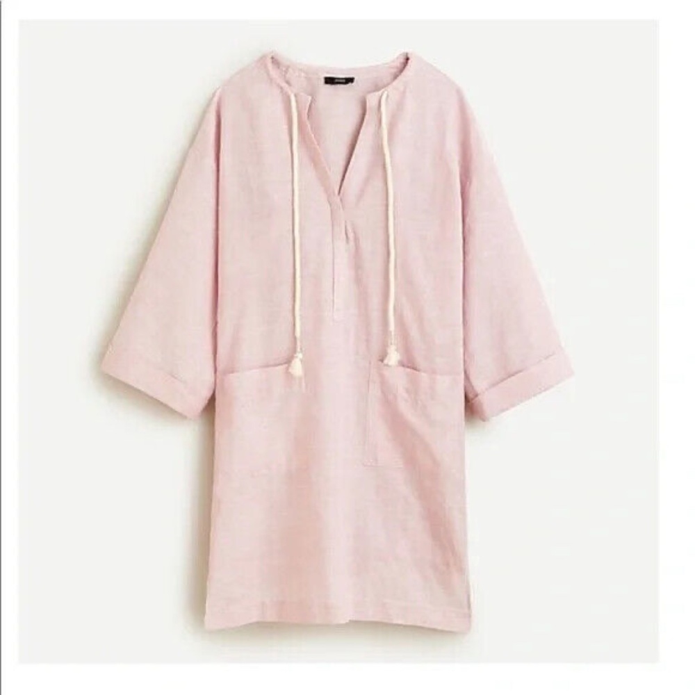 J. Crew Cotton-Linen V-Neck Beach Tunic Pale Lavender M NWT